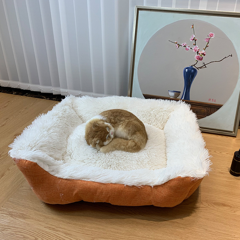 China Factory Selling Rectangle Cozy Dog Couch Cave With Fluffy Soft Surface