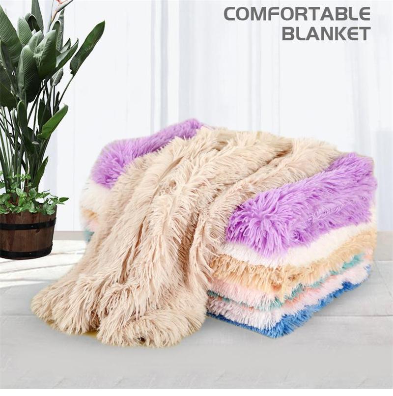  China Manufacturer Washable Long Plush Rectangle Blanket For Large Medium And Small Pet