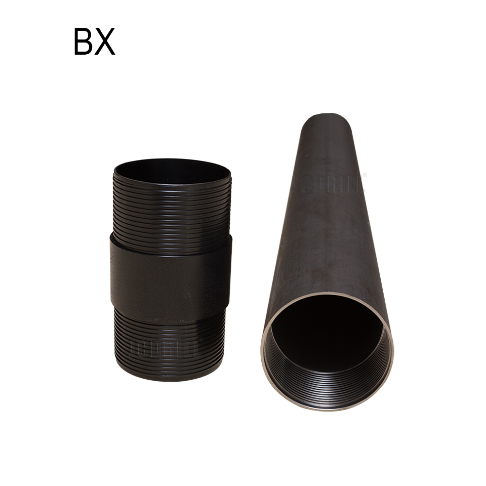Diamond core drill rod casing with coupling