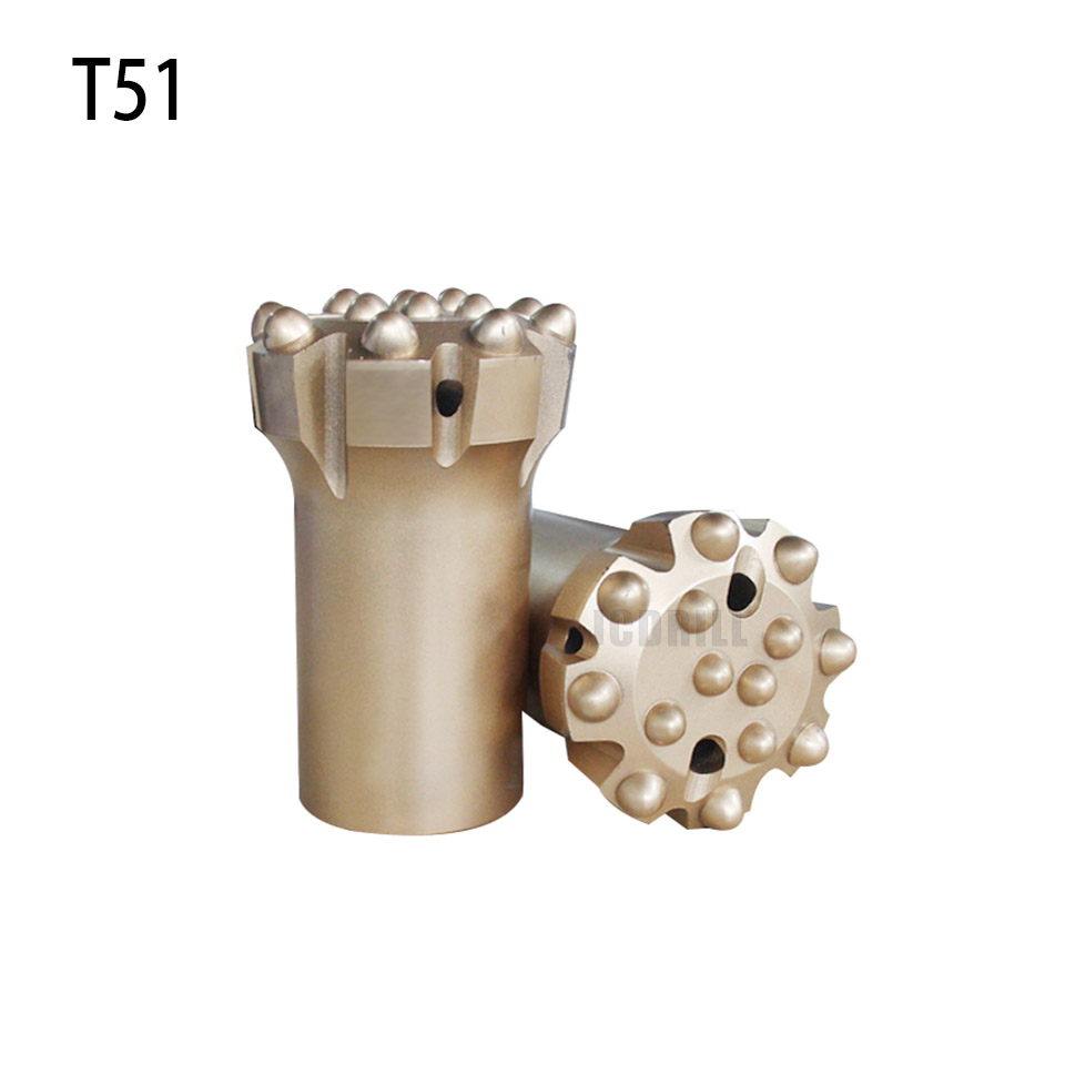 T51 - 127mm Spherical Ballistic Threaded Button Bits High Wear Resistance