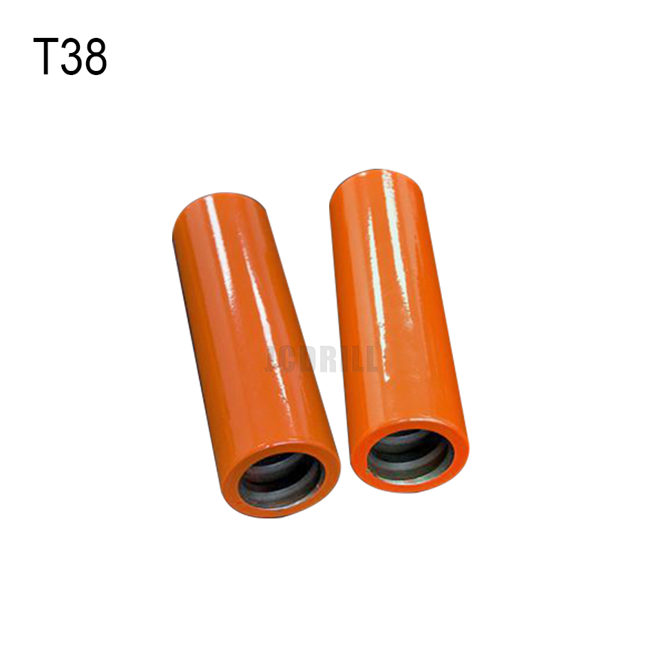 T38 190mm Top Hammer Threaded Pipe Joint Coupling Sleeves