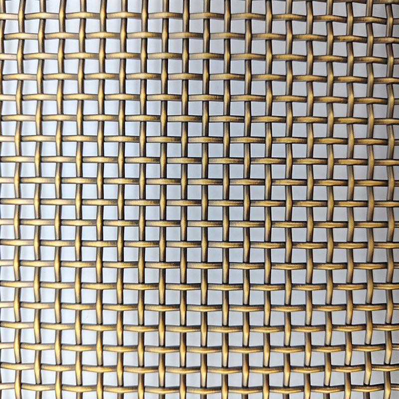High Quality Gold Brass Crimped Woven Wire Mesh Panel Screen for Kitchen Cabinet Decoration