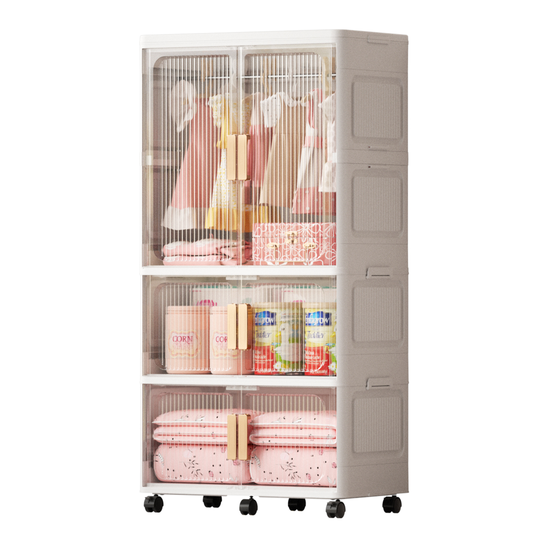 Factory Direct Sale Plastic Foldable Wardrobe Kids' Storage Collapsible Drawers Cabinet 