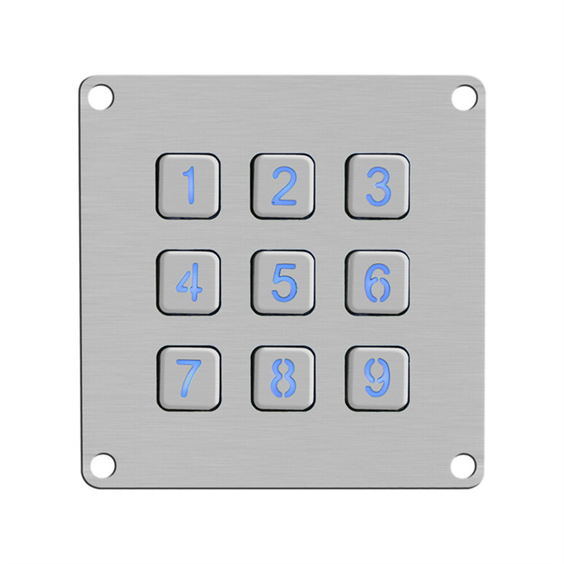 3x3 LED illuminated metal keypad for small control machine B861