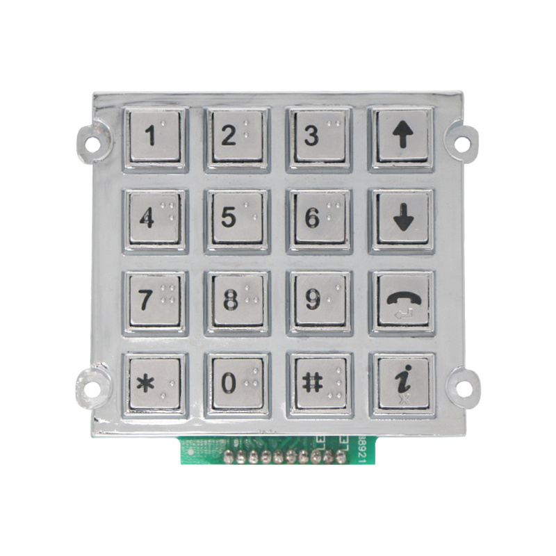 4x4 zinc alloy keypads for public machines with braille keys B666