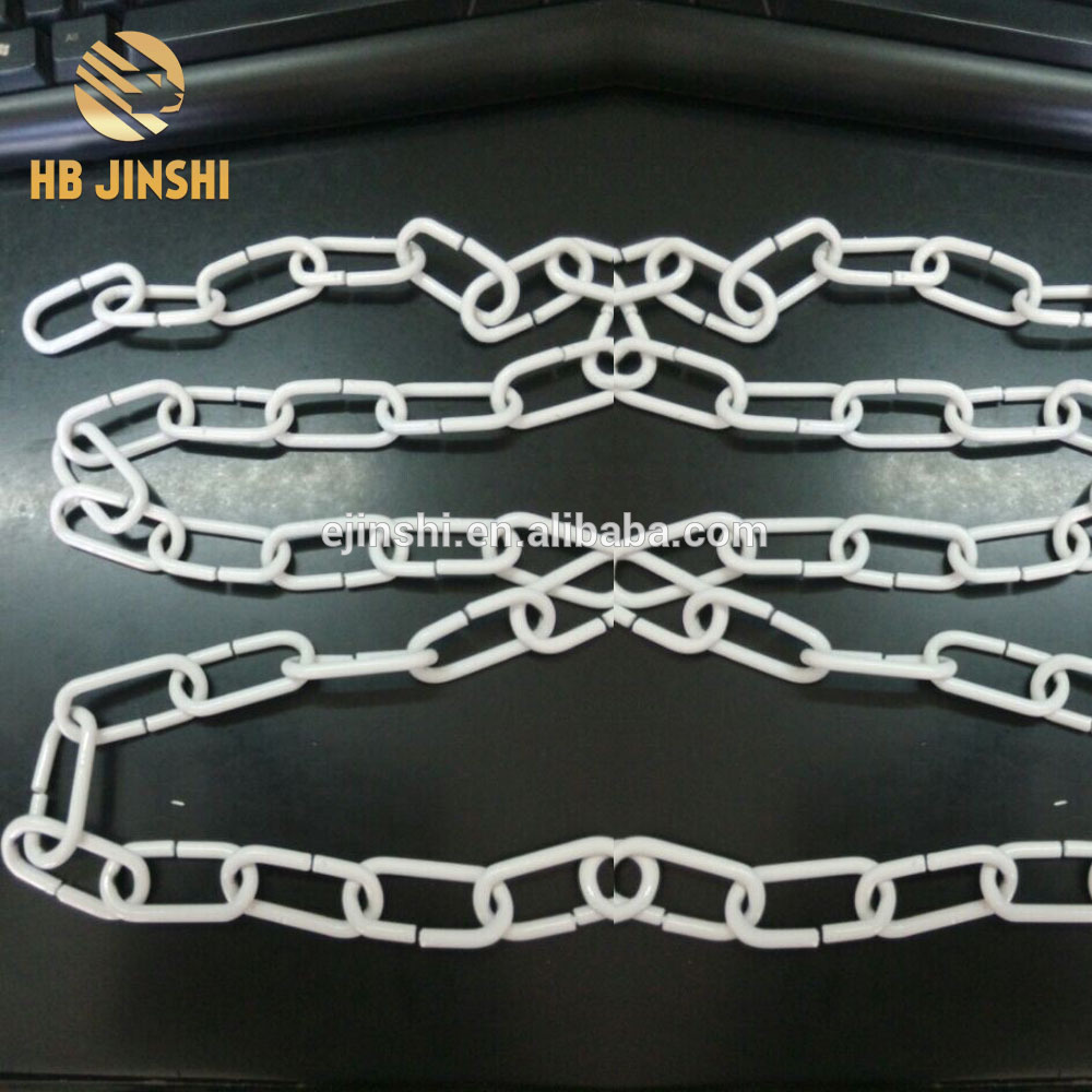 White color pvc powder coated link chain