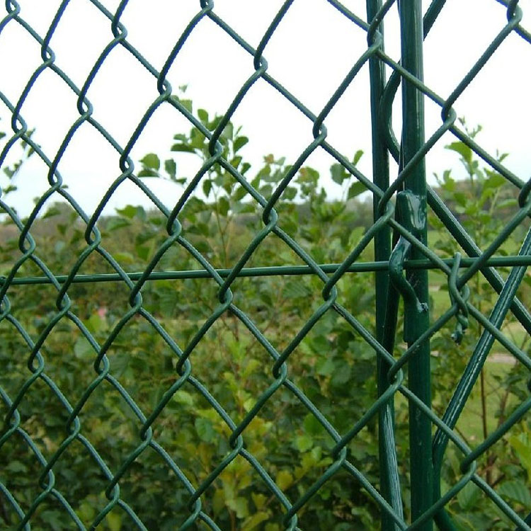 Green coated sport field fence chain link fence for stadium diamond mesh fence