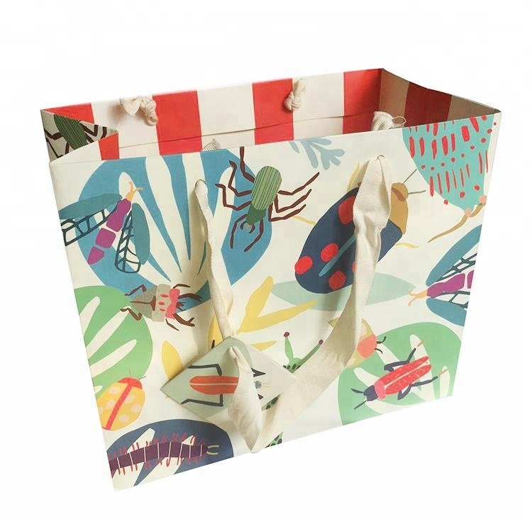 Custom colorful art paper printed shopping bag