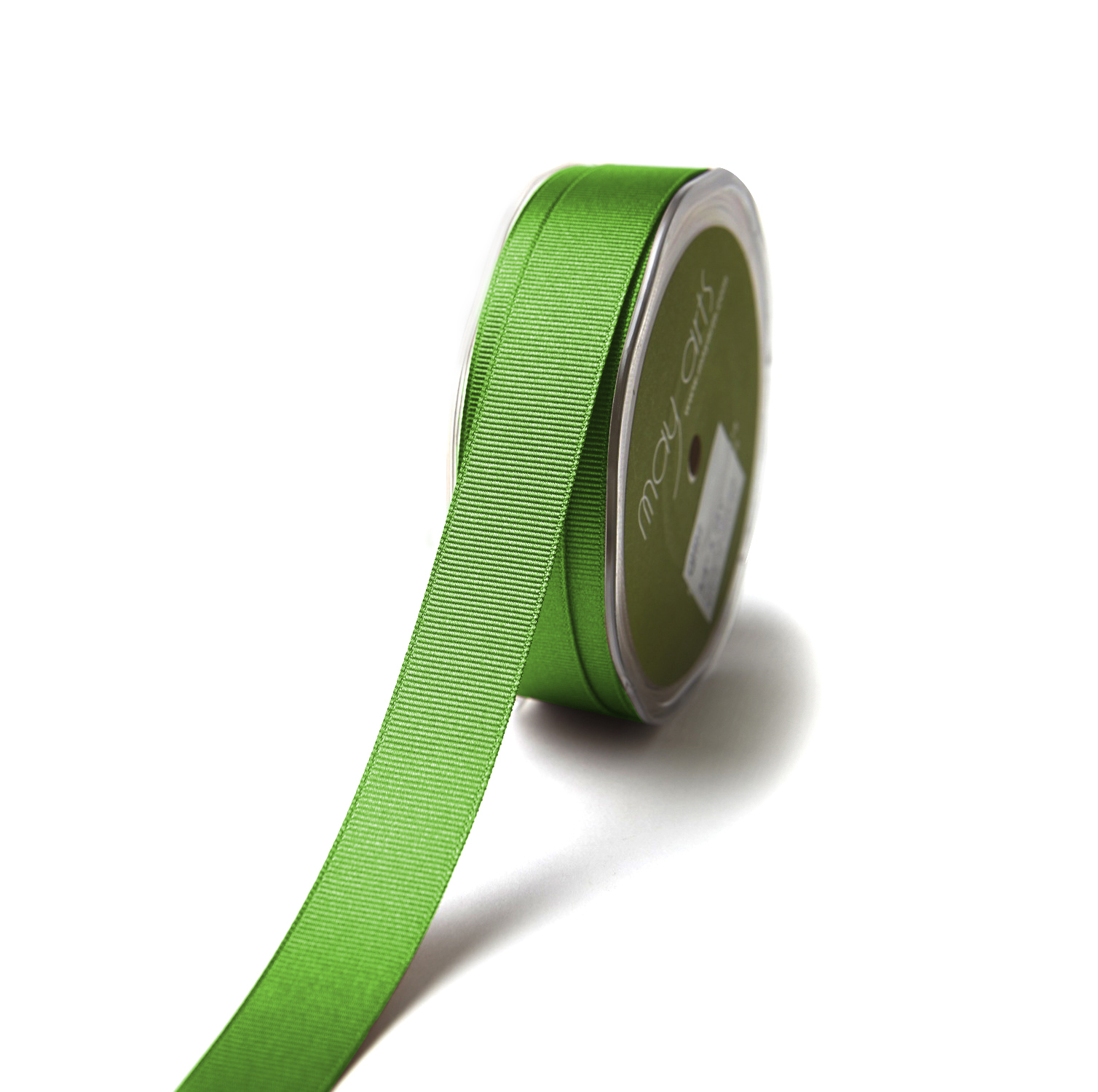 Green grosgrain polyester printed satin ribbon