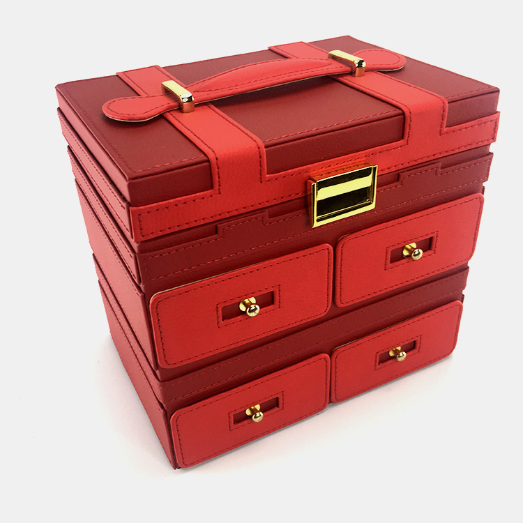 Luxury Red PU Leather Jewelry storage case wholesale