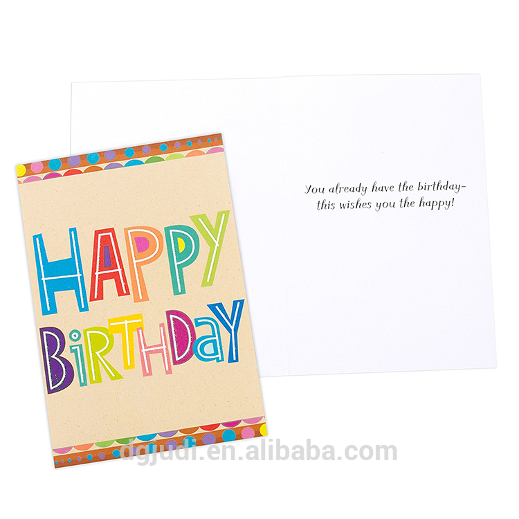 Birthday theme handmade printed paper greeting card