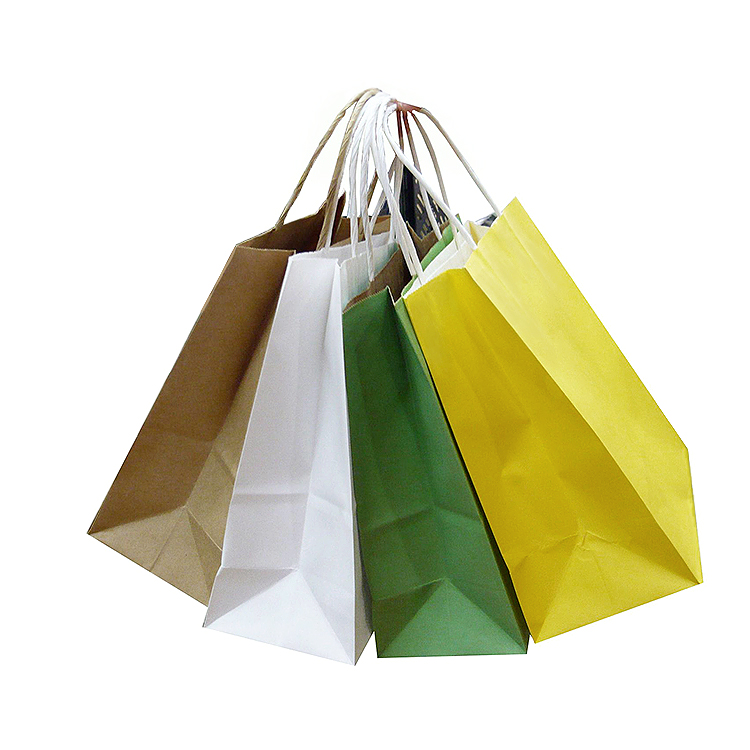 Solid Color Printed Cheap Paper Shopping Bags 
