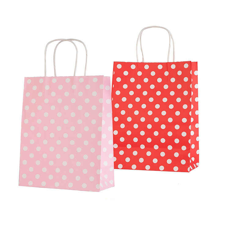 Polka-Dots Printed Kraft Paper Packing Bag 