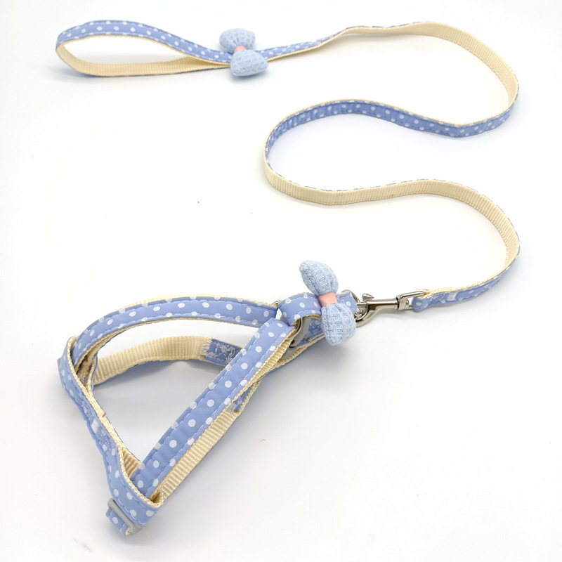 Adjustable dog leash dog chest and back collar cotton and linen puppy pet seat belt dog harness