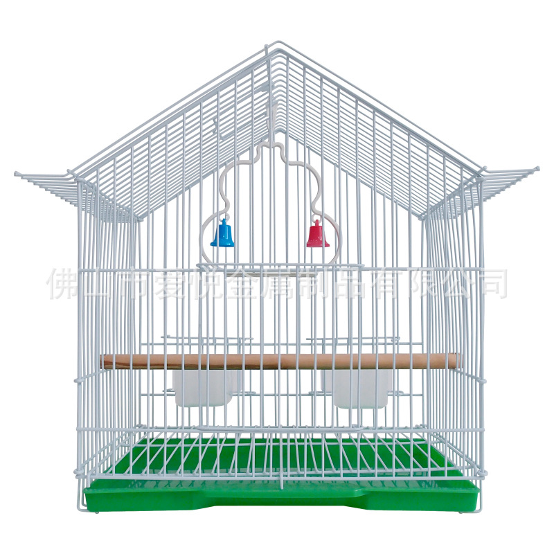 Large birdcage with high quality color plating with standing sticks and food cups