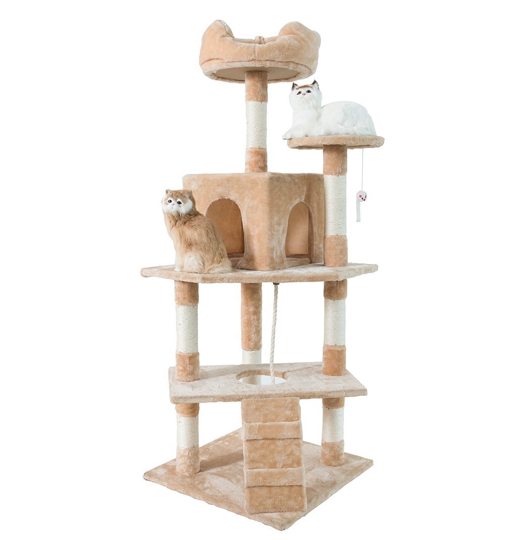 Hot sale three-layer flannel solid wood cat scratcher multifunctional cat shelf