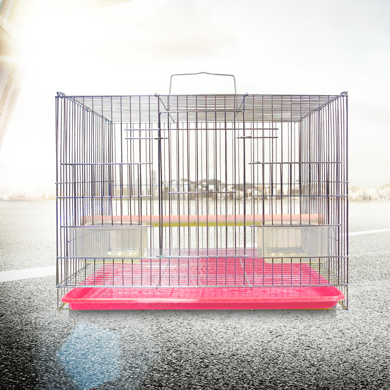 High quality folding metal electroplated small parrot cage with wooden frame and lunch box bird cage