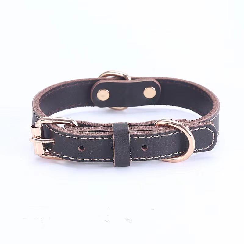 Factory direct pet supplies leather medium and large dog collars pet dog collars