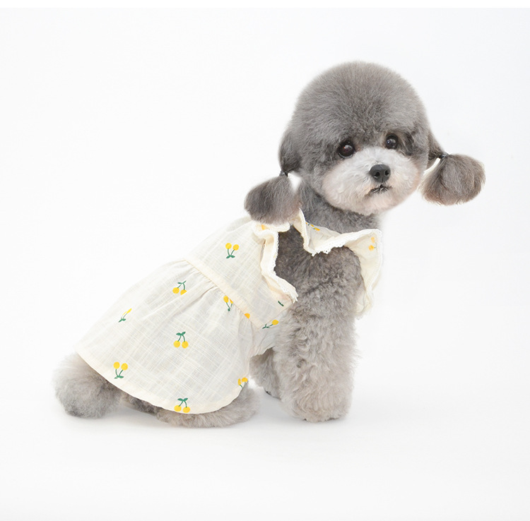 High quality small fresh floral puppy dress pet short skirt sleeveless vest dog dress