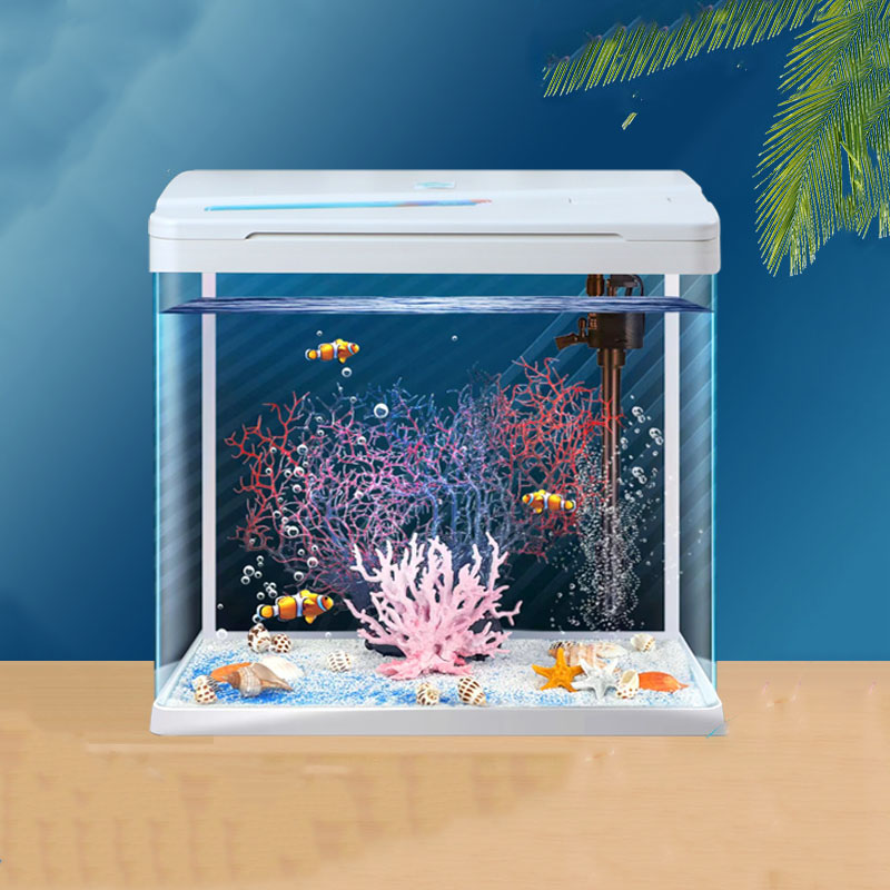 New office living room glass small fish tank mini aquarium