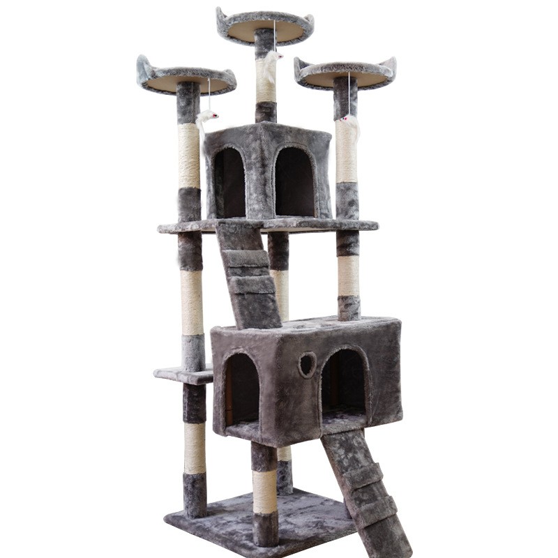 Cat Tree with Scratching Posts Board 2 Caves 3 Plush Perches  Activity Center Cat Tree Large Cat Tower Condo