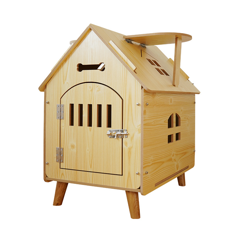 Creative Wooden Pet House Indoor and Outdoor With Window Wooden Pet Small House Detachable Wooden Cat and Dog House