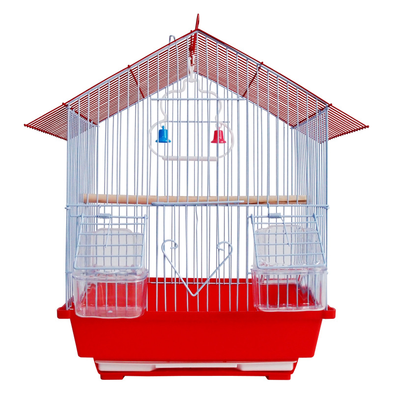 High quality folding metallic electroplated medium parrot cage with wooden frame and lunch box bird cage