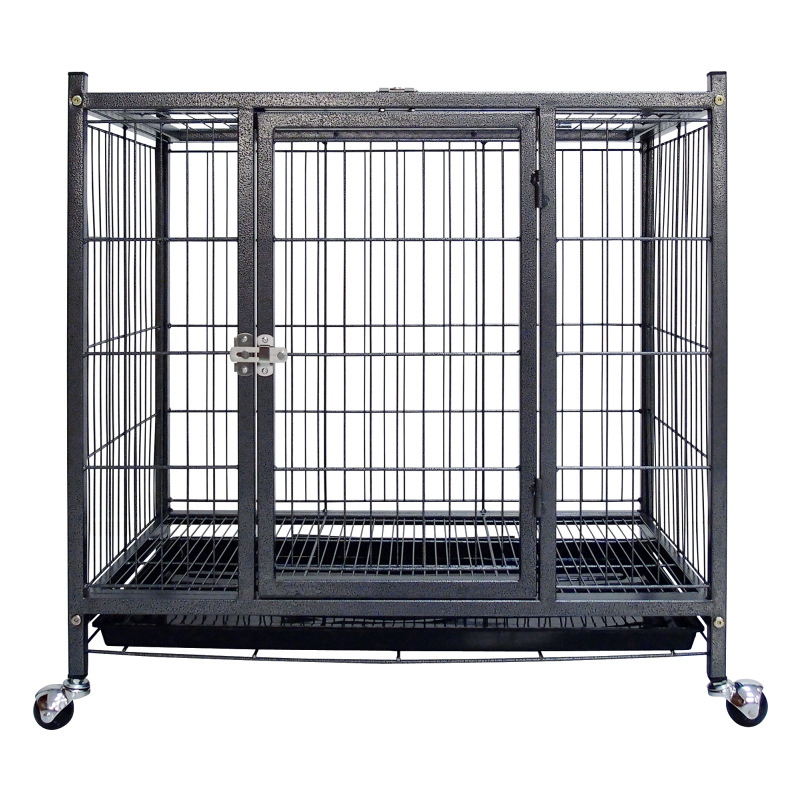 Dog cage pet canine square tube wire cage Labrador dohusky pet cage with 360 revolving wheels