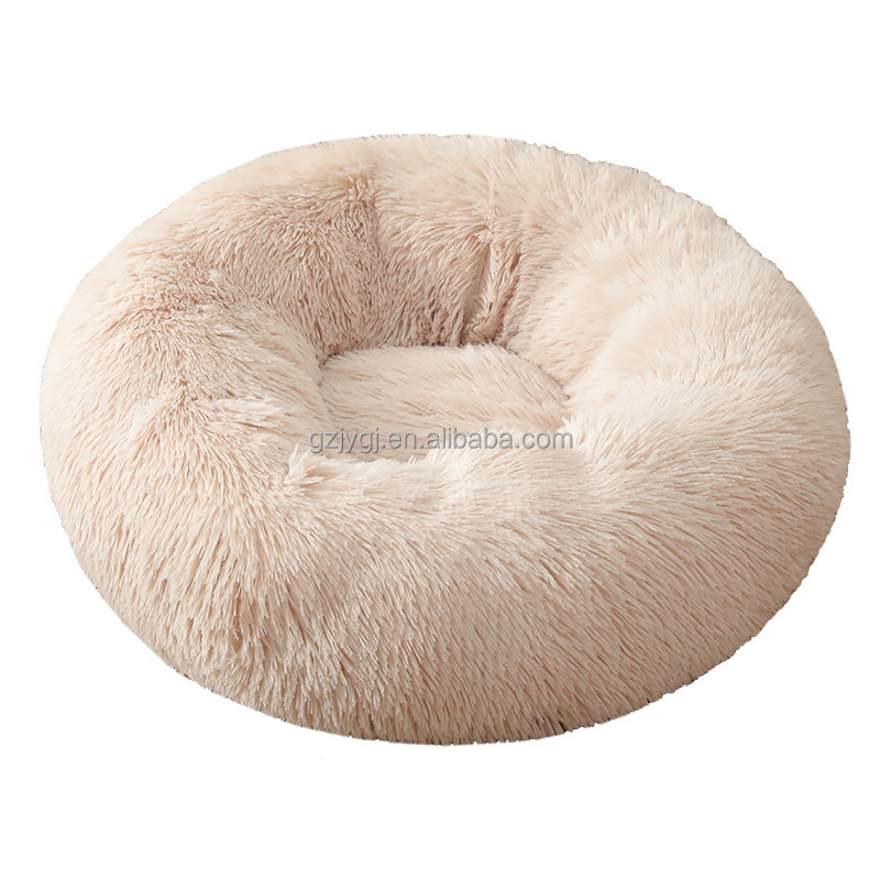 Amazon explodes new round artificial fur cat sofa portable fiber soft and comfortable plush cat bed cat sofa