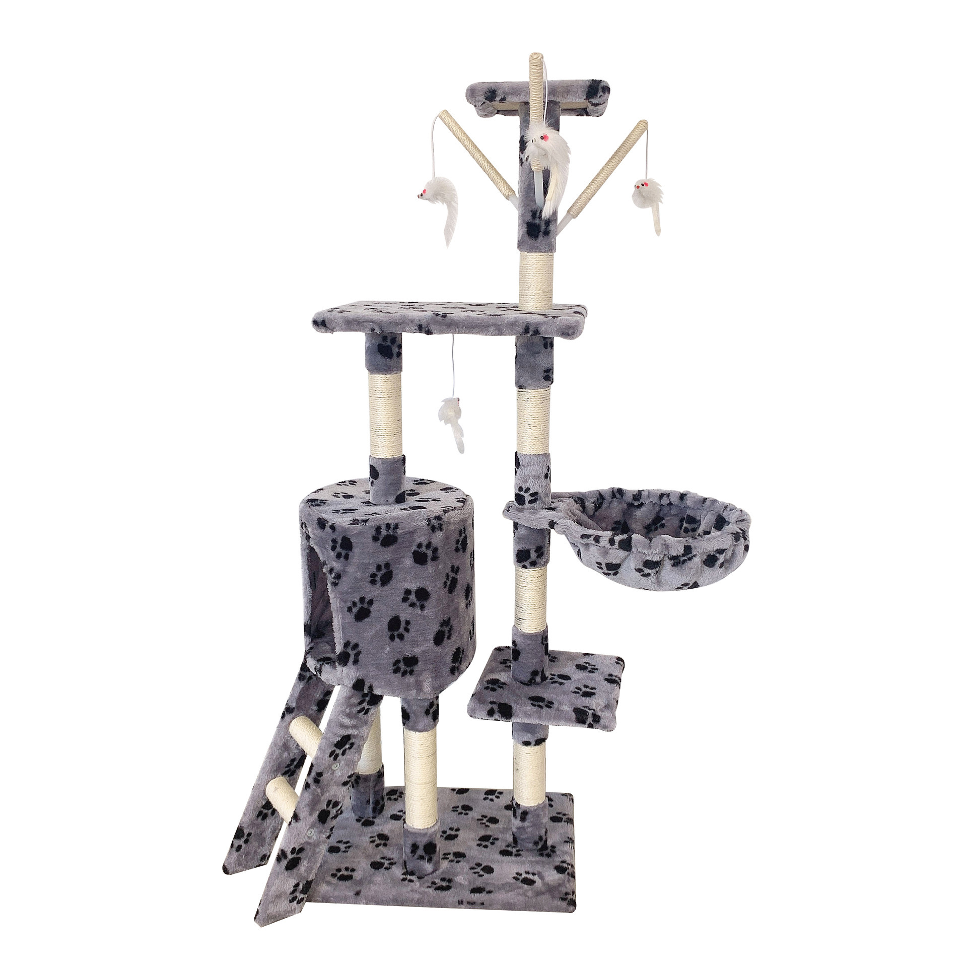 Large wooden five-story cat tree tower luxury pet grabbing column toy cat furniture toy cat tree