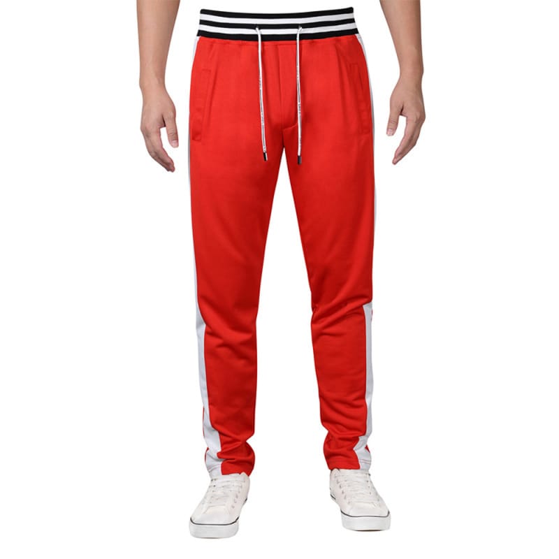 Mens Joggers Slim Fit Track Pants Side Stripe with Pockets for Workout Gym Running Training