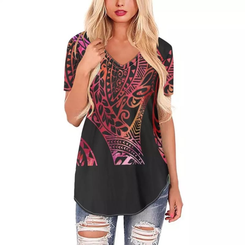 Women's V Neck T Shirts Casual Short Sleeve Summer Floral Tops Tees