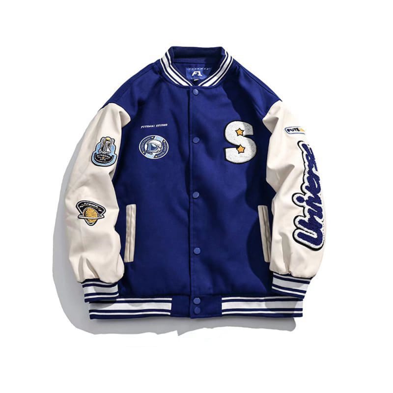Varsity Jacket Patchwork Baseball Jackets Letter Print Bomber Coats for Women Men Streetwear