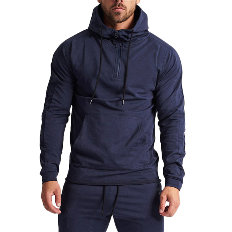 Men's Half-Zip Hoodie Sweatshirt with Pockets Sports Tops Outdoor Pullover