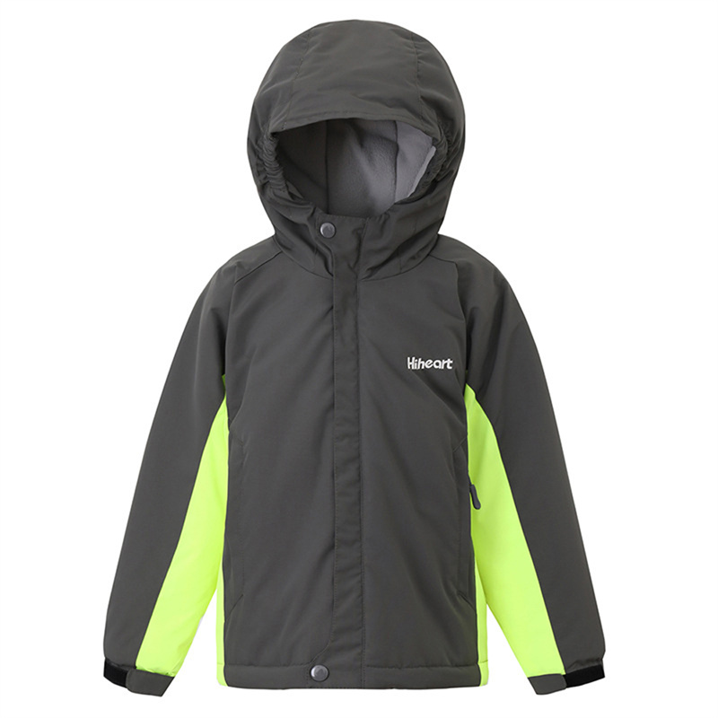 Boy's Hooded Windbreaker Jacket Color Block Waterproof Insulated Jacket