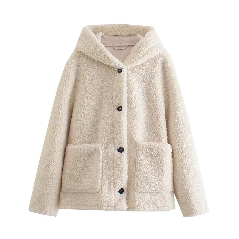 Girls Fleece Button Hooded Jacket Sherpa Outwear Coat Fall Winter
