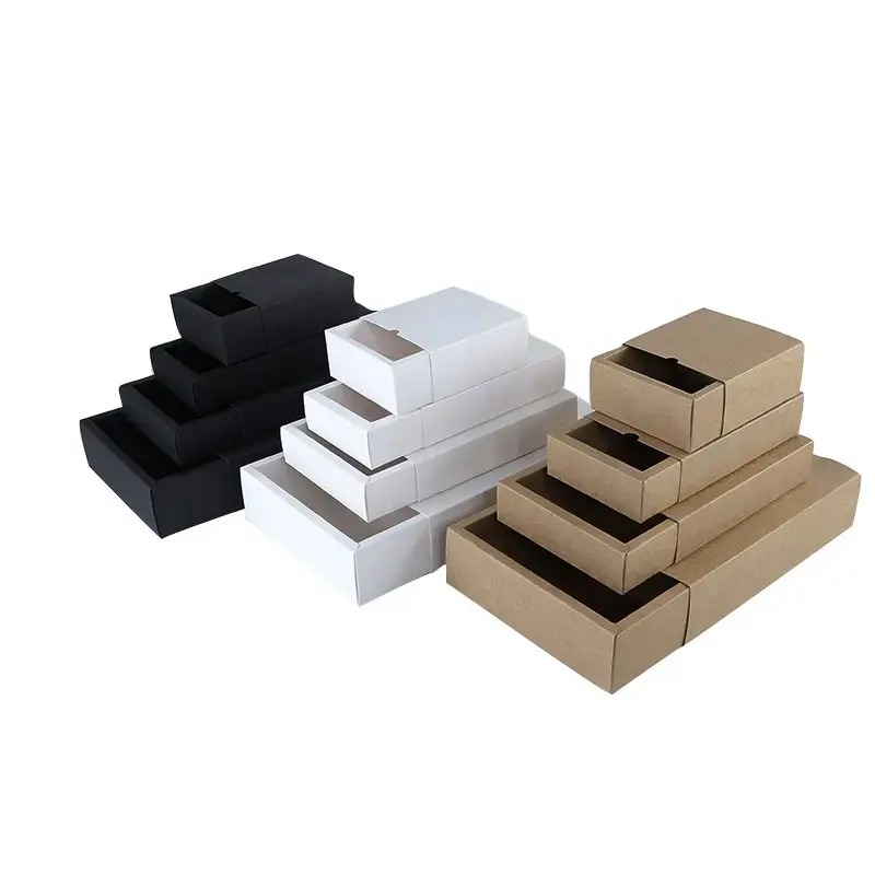 Customised recycled drawer slide flat kraft paper box packaging custom logo gift box
