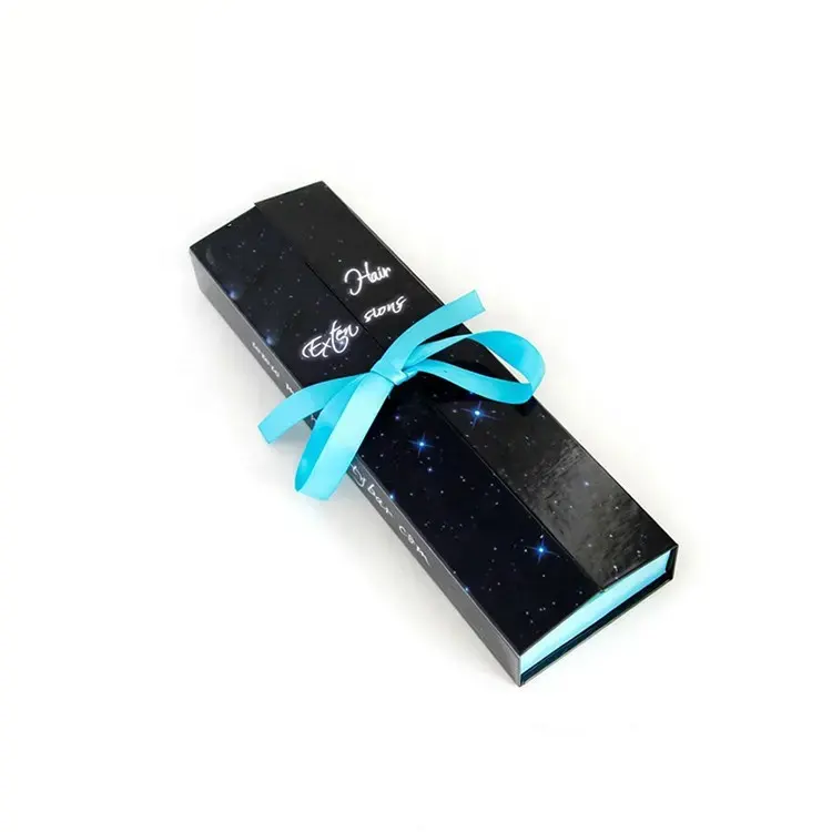 high quality customized design bundle hair wig packaging box with ribbon