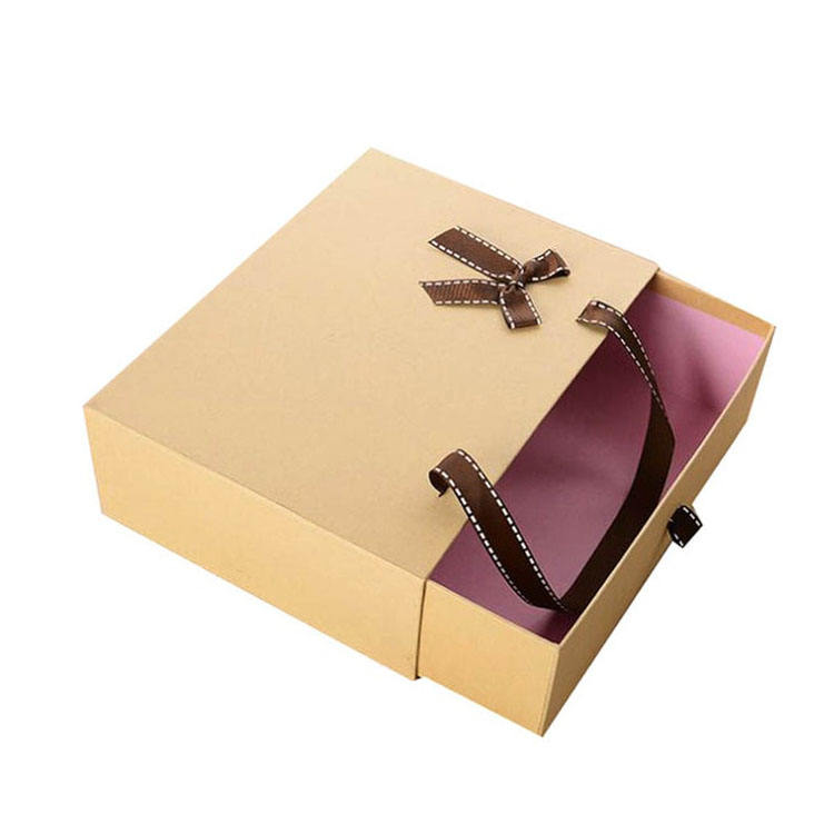 Customize printing logo drawer boxes cardboard sliding gift packaging paper box with handle