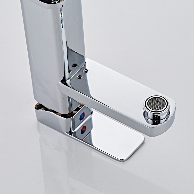 Modern basin faucet combining curved surface and square shape
