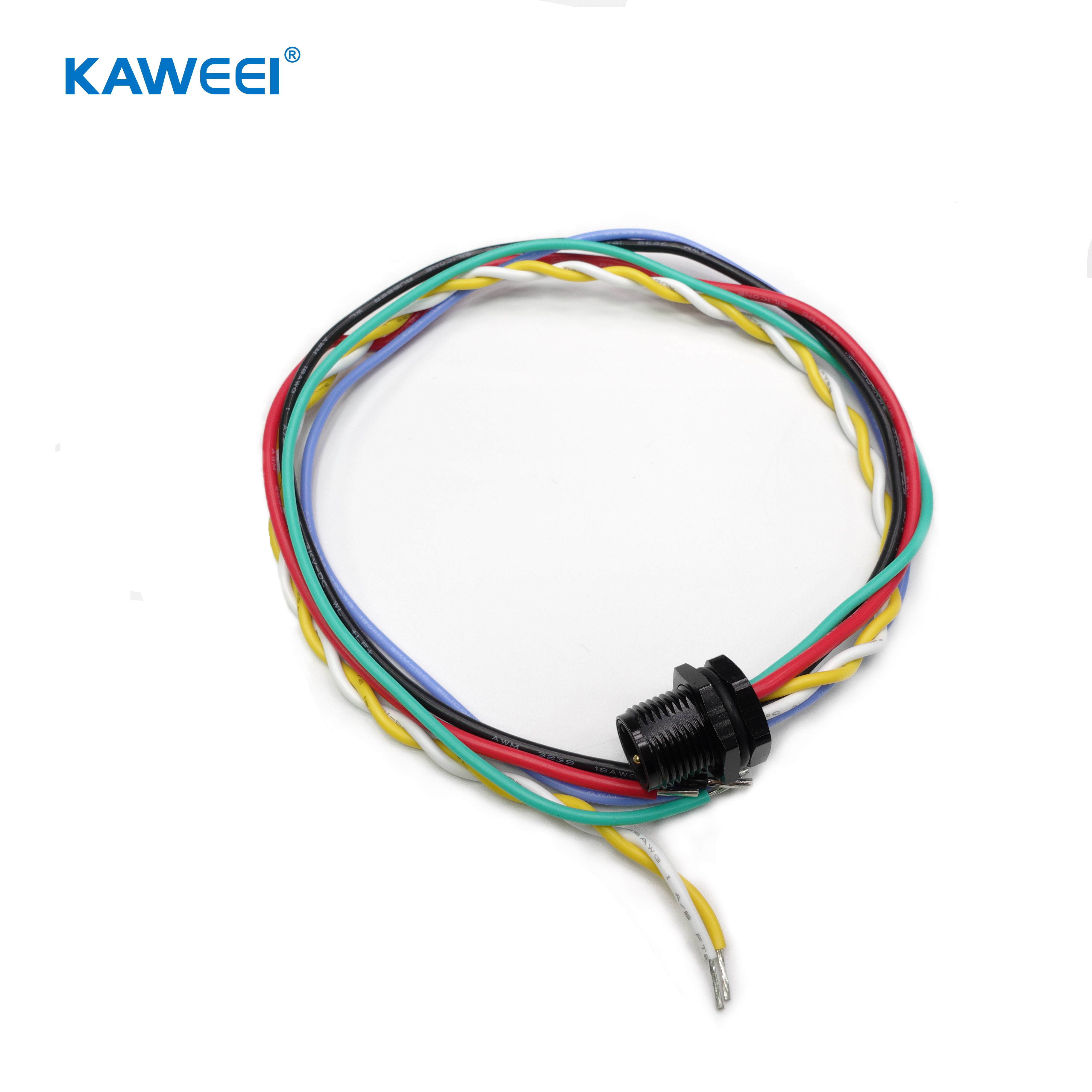 M12 4+2pin panel screw connector wiring harness