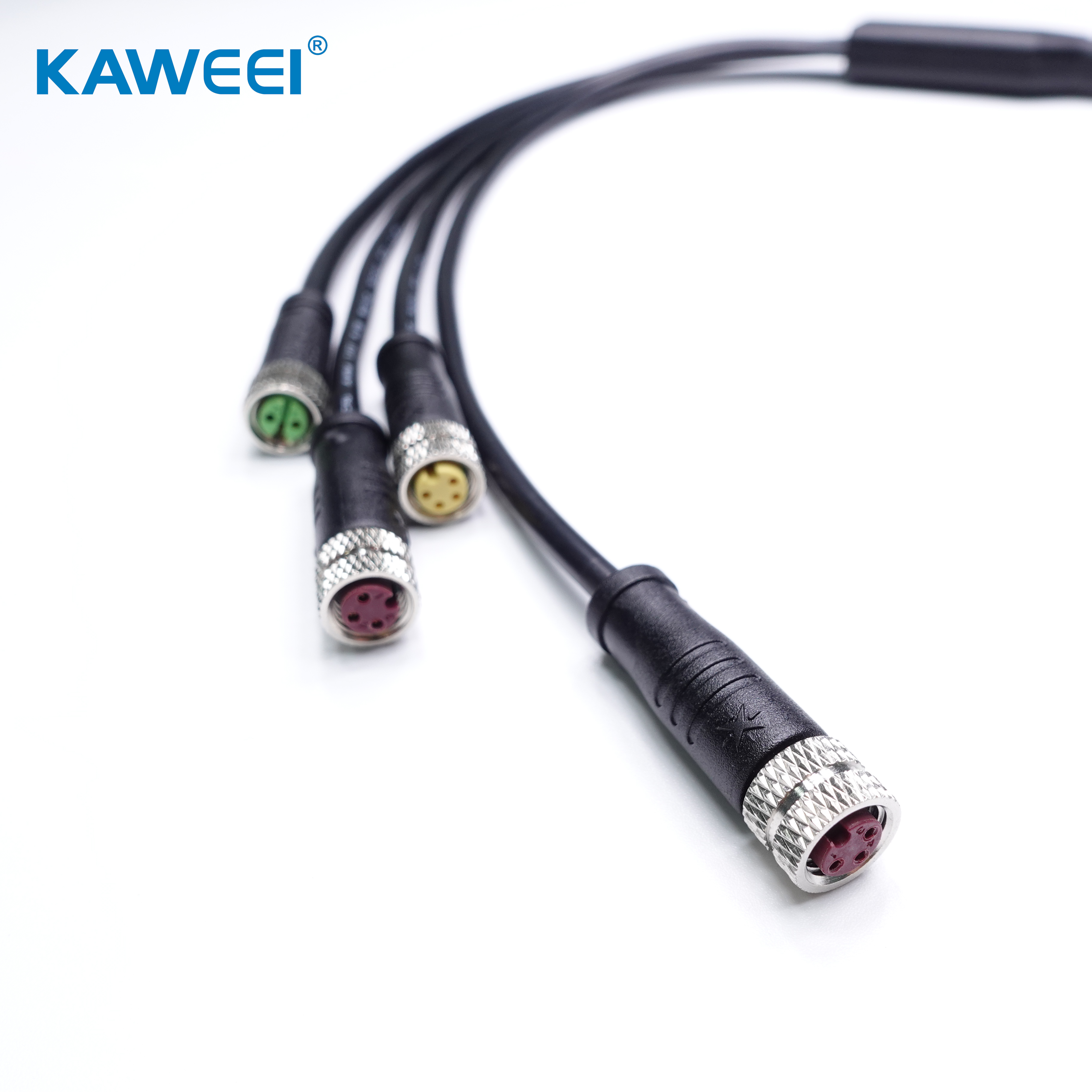M12 6Pin Male to dual M12 2/4Pin Female Connector Cable Assembly