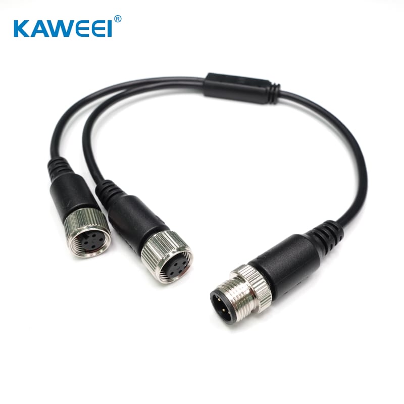  IP67 Waterproof Dual M12 female to M12 male 4pin cable