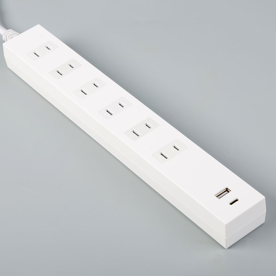 6-Outlet Over Load Protection Surge Protector Power Strip with Reliable Power Cord