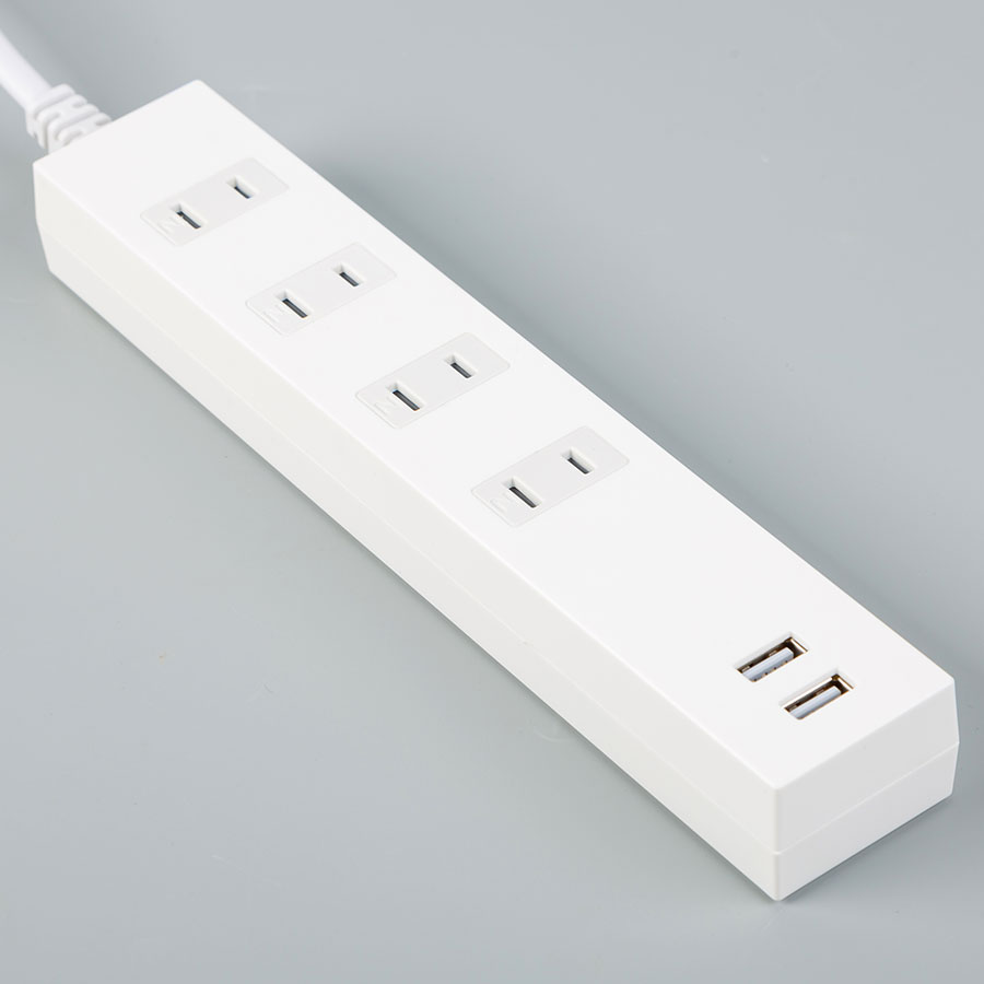 Compact Travel Extension Cord Power Strip with USB Outlets
