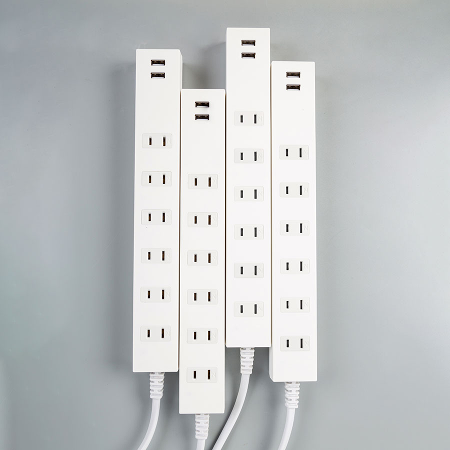 6 Outlets, 2 USB Ports Power Strip with Multiple Power Cord Length