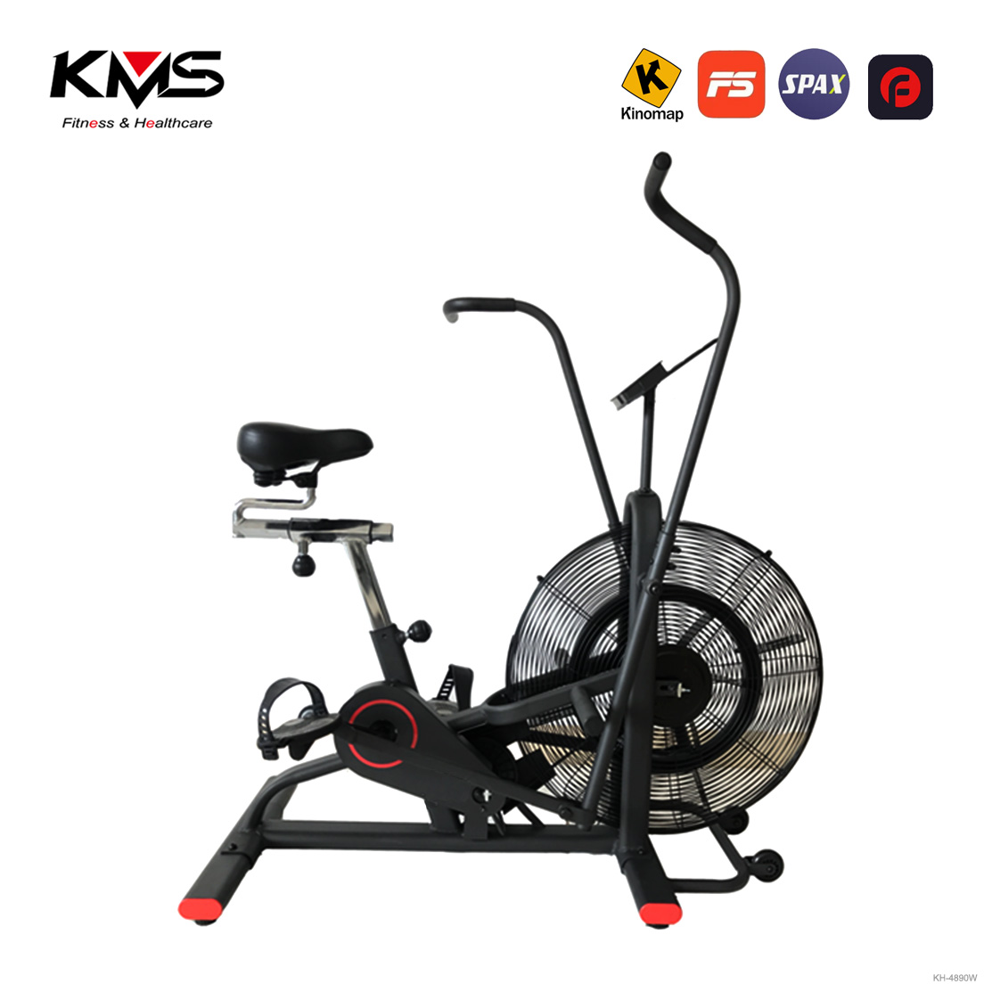 Upright Fan Bike with Adjustable Seat and Handlebars for HIIT and Cardio Training