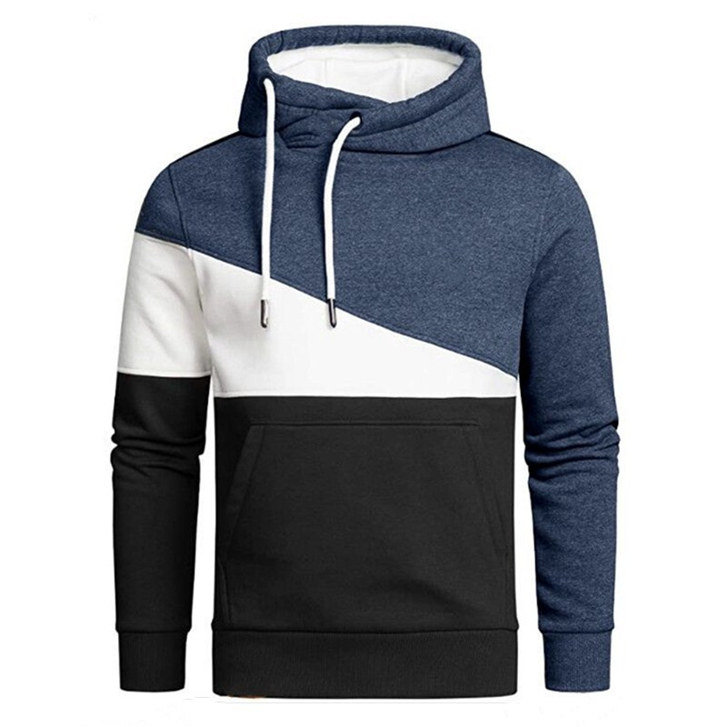 Men's Novelty Color Block Pullover Fleece Hoodie Long Sleeve Casual Sweatshirt with Pocket