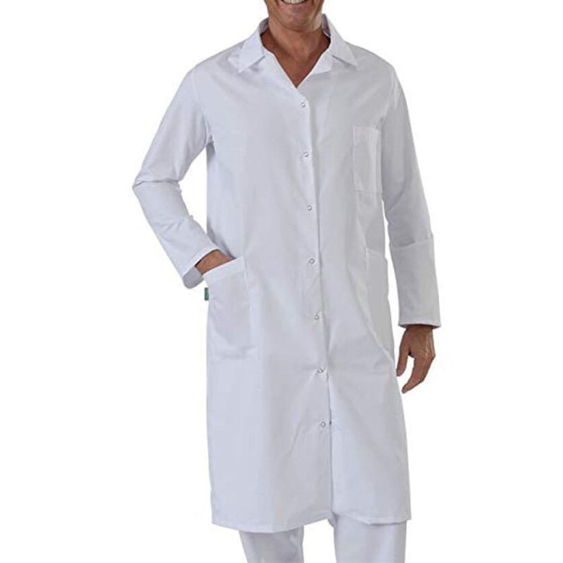 Professional Lab Coat for Women Men Full Sleeve Poly Cotton Long Medical Coat, White, Unisex