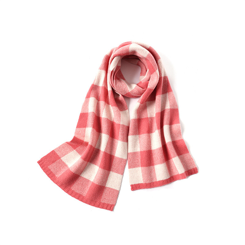Women's Wool Scarf-Winter Checked Scarves for Women, Soft Thick Wraps